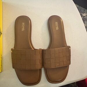 Michael Michael Kors Woven Slides | Tan | Size 10